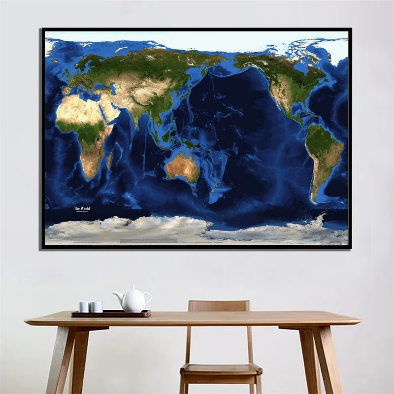 59*42cm Map of The World Wall Art Posters Non-woven Canvas Painting Decorative Prints Home Decoration Office Supplies