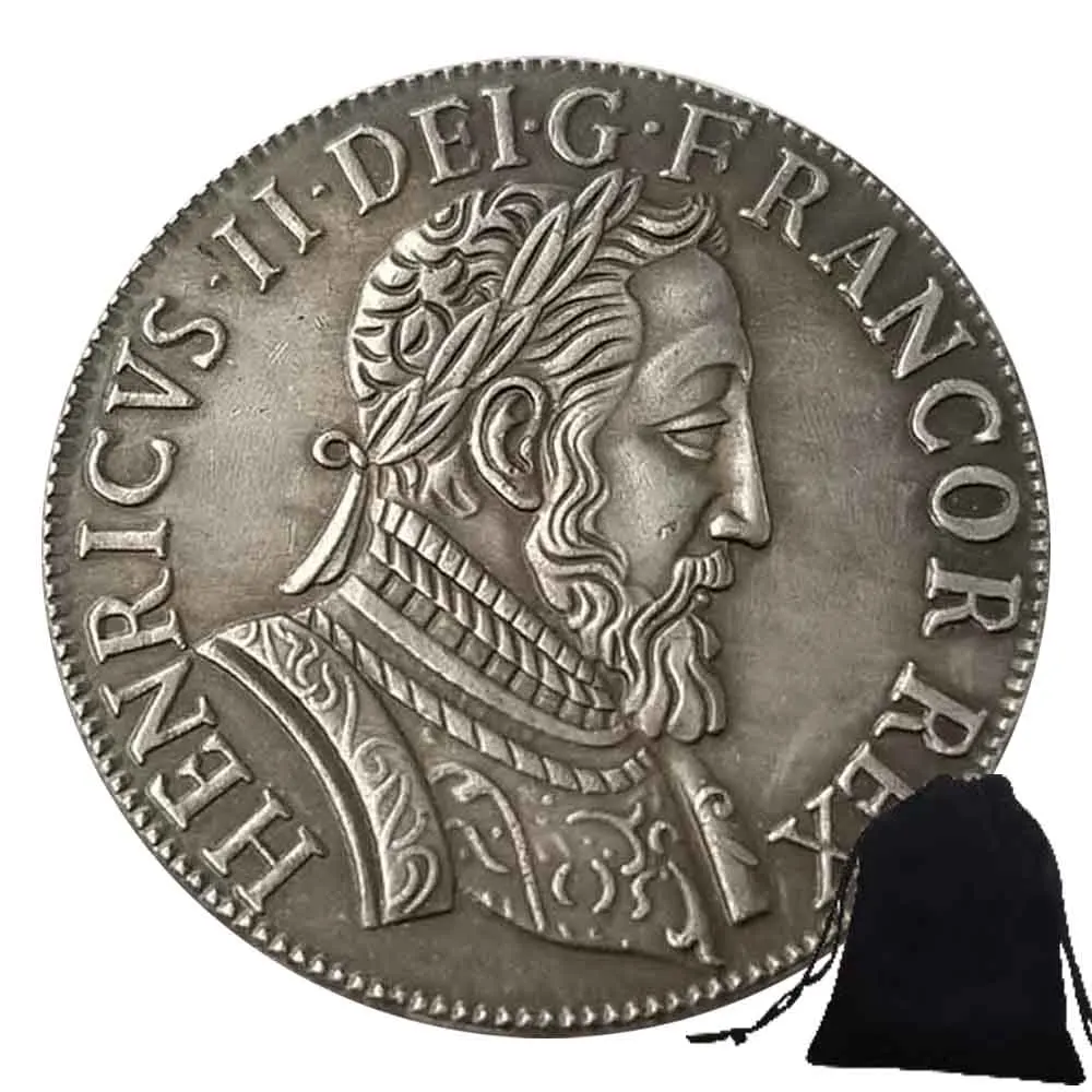

Luxury 1554 French Tyson Henry II Funny Art Coin/Europe Commemorative Coins/Pocket Lucky Coin Couple Memory Coin+Gift Bag