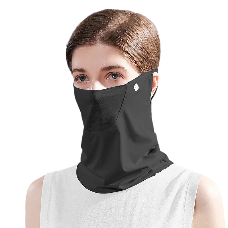 Ice Silk Sunscreen Mask Women Men Summer Anti-UV Quick-drying Face Cover  Breathable Neck Protection Hanging Ear Headband Scarf