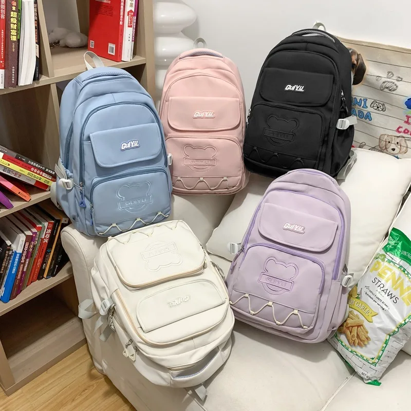 

Concise Nylon Women Backpack New Fashion Backpack for Women Cute Solid School Bag for Girl Casual Travel Backpack for Women