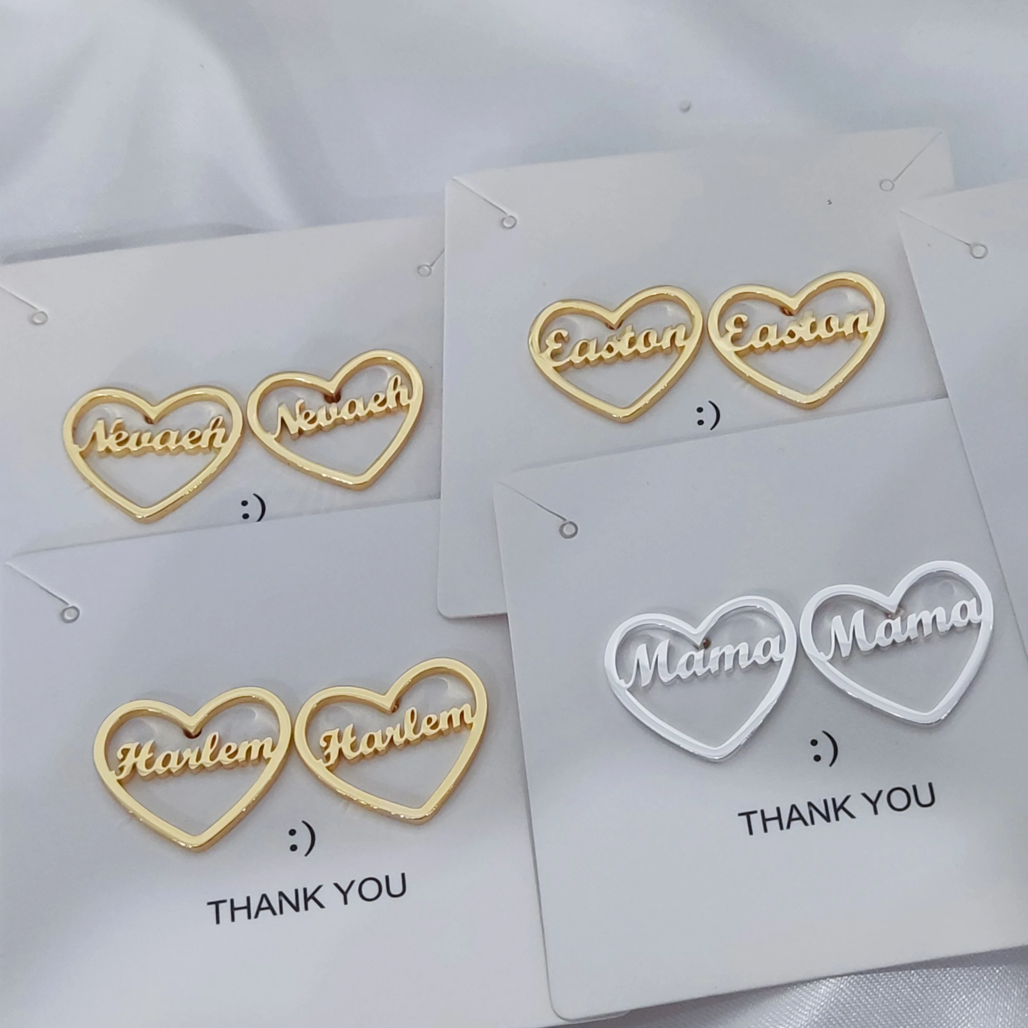 DUOYING Baby ID Heart Earring Personalized Custom Name Earrings Stud