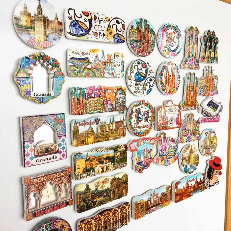 Magnetic Fridge Magnets Magnetic Sticker Magnetic Fridge Stickers Refrigerator Decor Spain Madrid Fridge Magnets Creative Tourist Souvenir Barcelona Toledo Collection Gifts