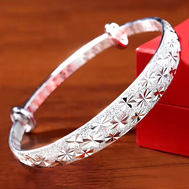 925 Sterling Silver Gypsophila Star Bangle Image 1