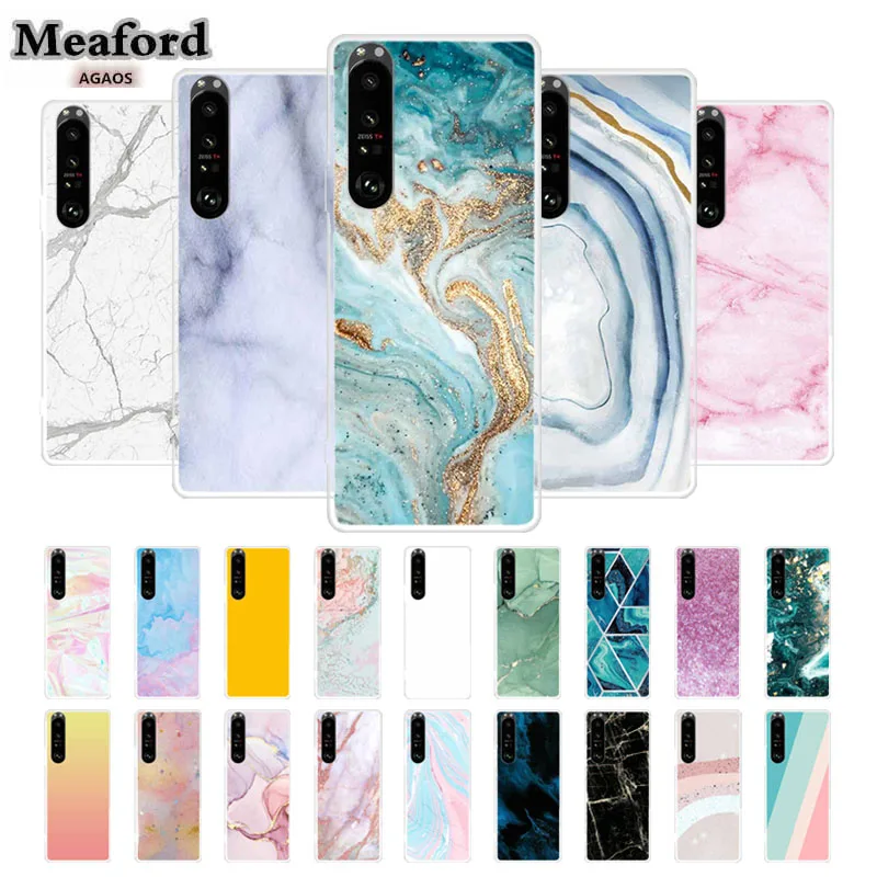 Per Sony Xperia 1 V Custodia Morbida Cover In Silicone Per Sony Xperia 1 Iii Iv Vi 2024 Fiori Marble Soft Capa Colorful Xperia1