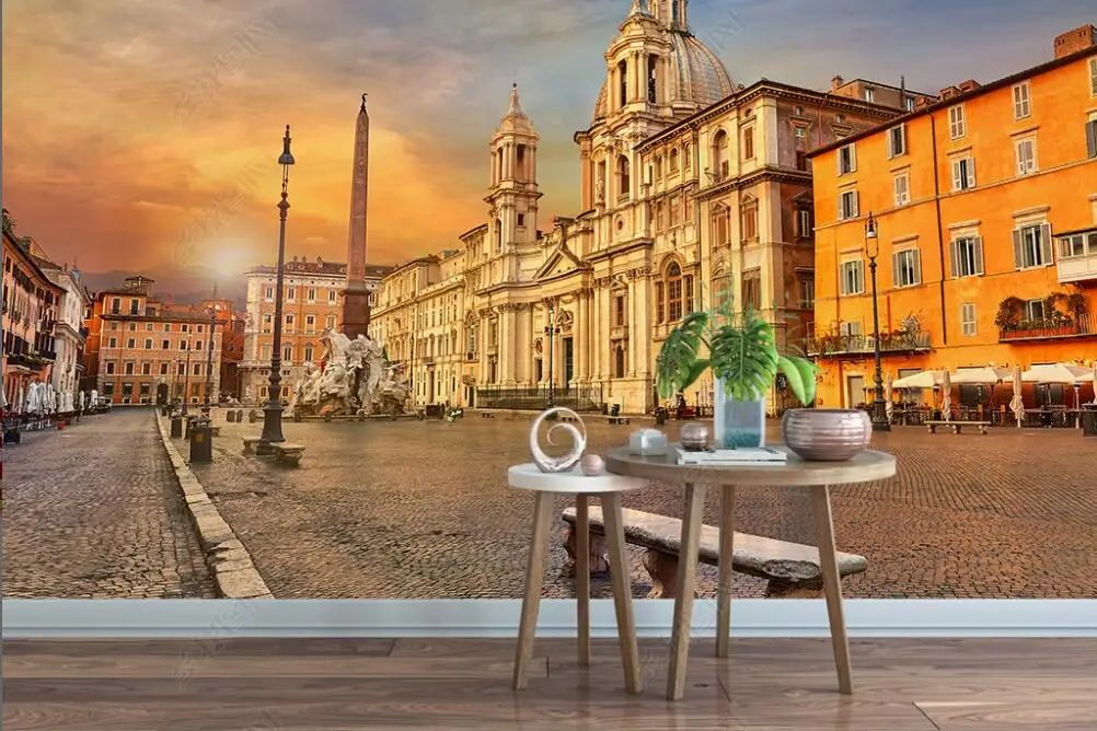 

custom mural 3d photo Wallpapers European style architecture church street scenery home decor wallpaper for walls 3d living room