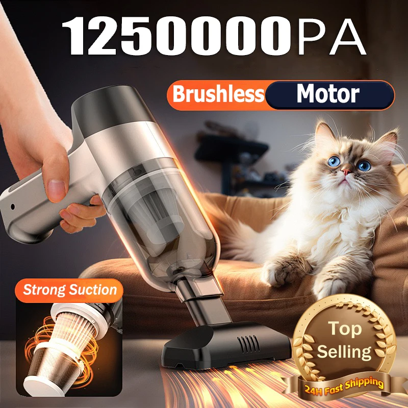 125000PA Car Vacuum Cleaner Wireless Handheld Portable Cleaner For Home Appliance Poweful Cleaning Machine Car Cleaner