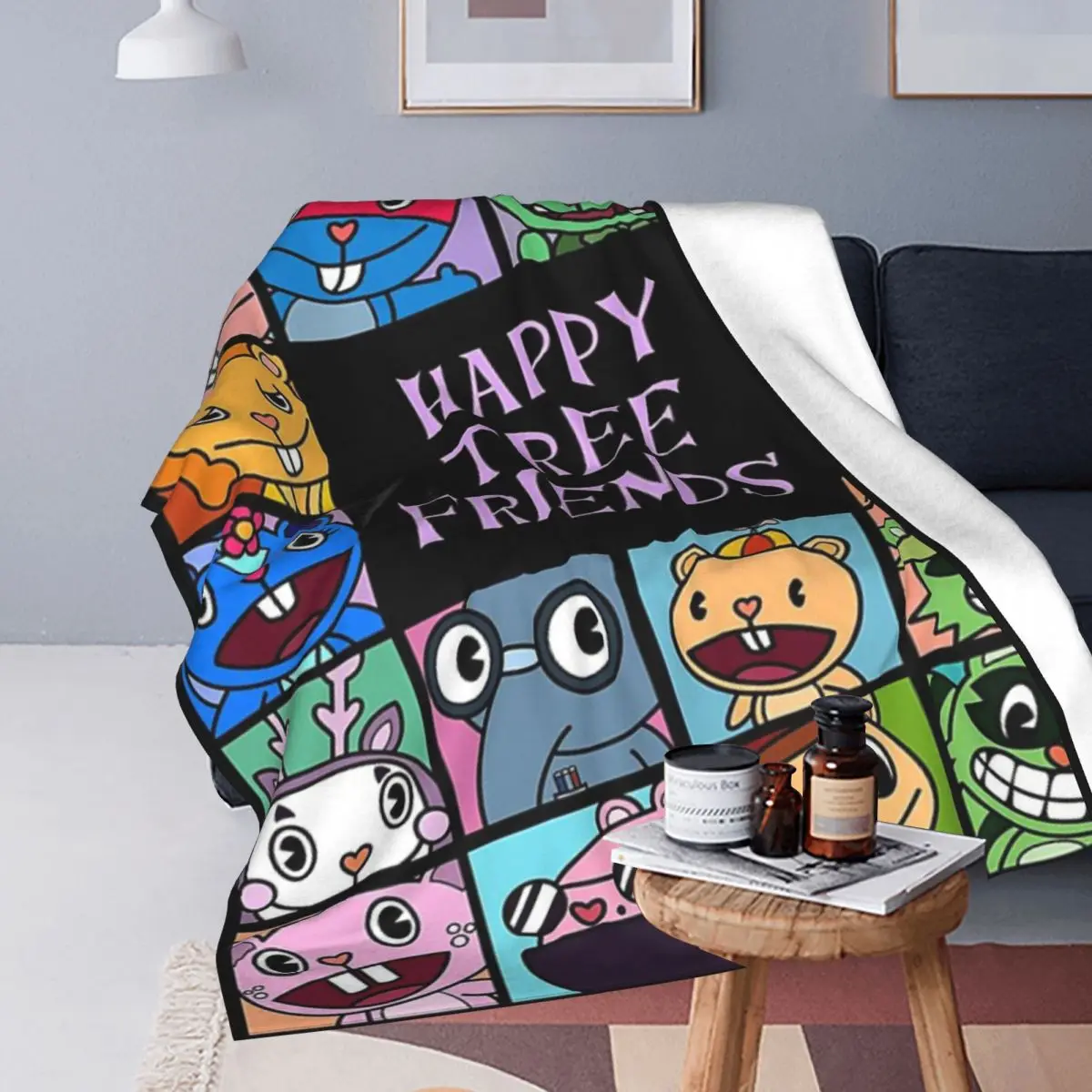Throw Blanket Happy Tree Friends Micro Fleece Blanket Four Sizes Blanket Personalized Warm For Living Room Nice Gift 4