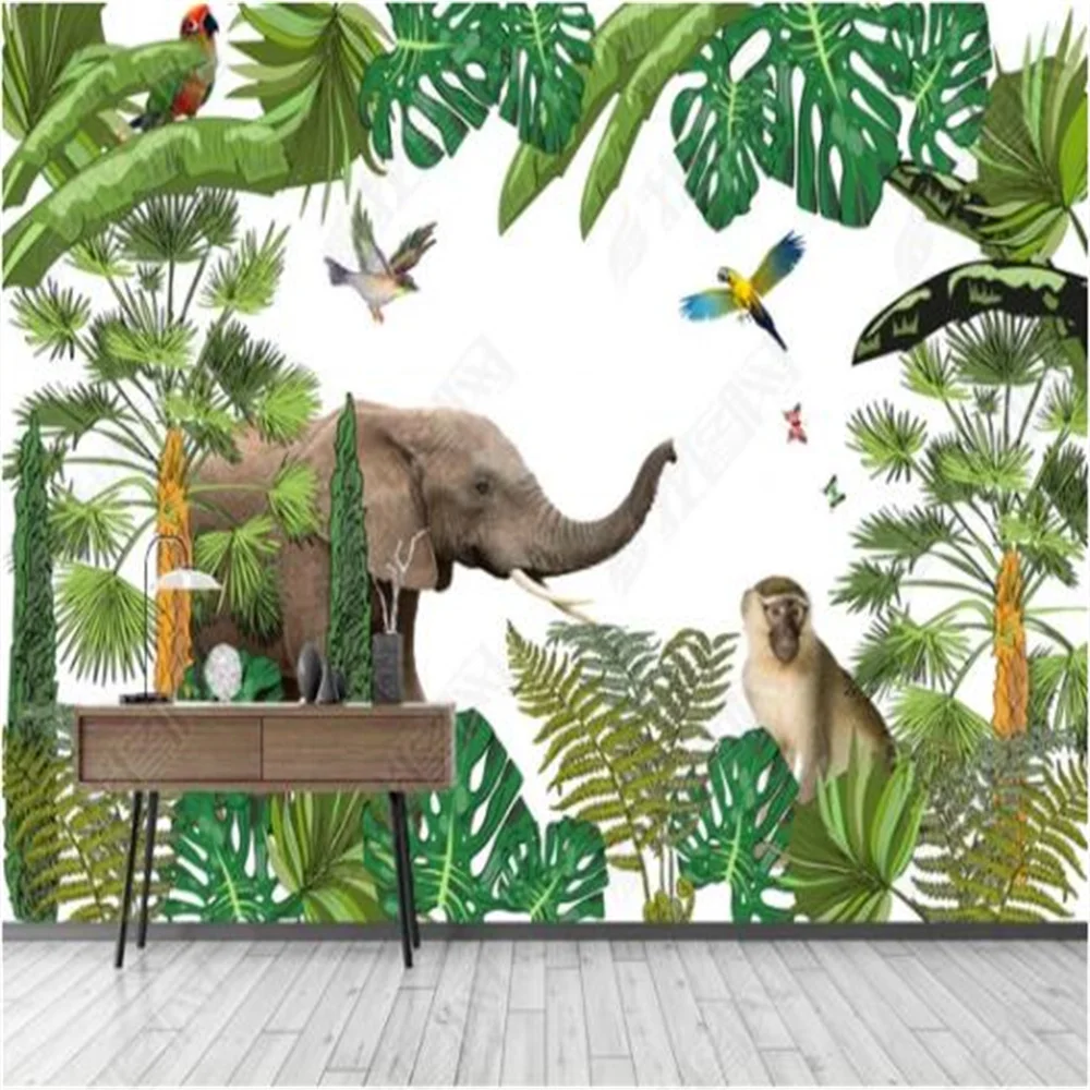 

Milofi personnalisé impression 3D style européen Vintage plantes éléphants animaux décor mur de fond