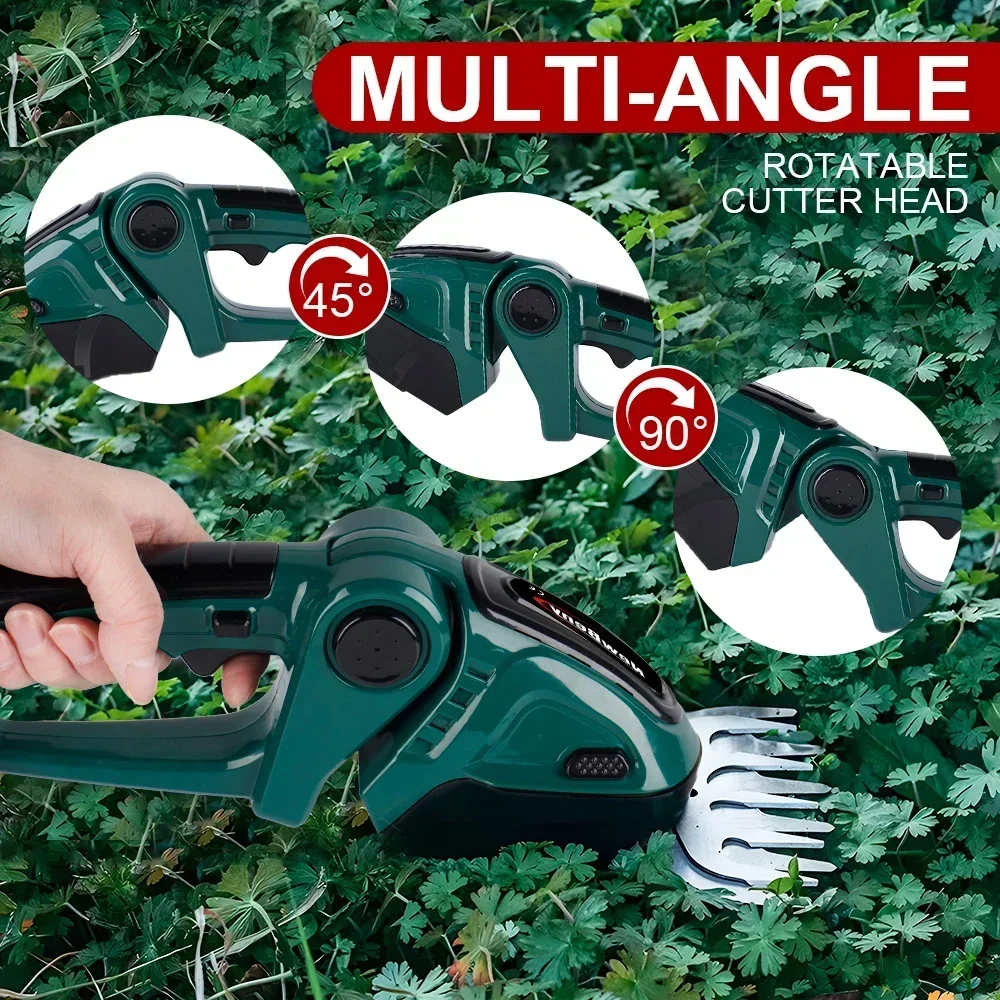 NEWBENY 2 IN 1 Handheld Electric Hedge Trimmer Garden Tool 24V Cordless Rechargeable Household Shrub Weeding Pruning Lawn Mower 5