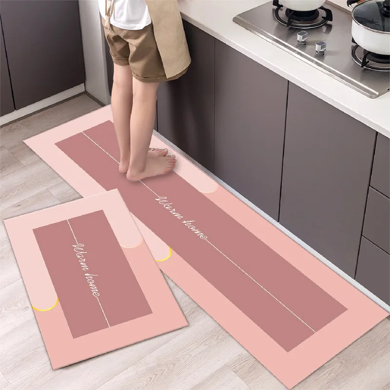 Alfombra de cocina antideslizante moderna para el hogar, alfombra suave de dibujos animados simple a la moda, alfombra de baño de tira larga, felpudo de entrada lavable y duradero