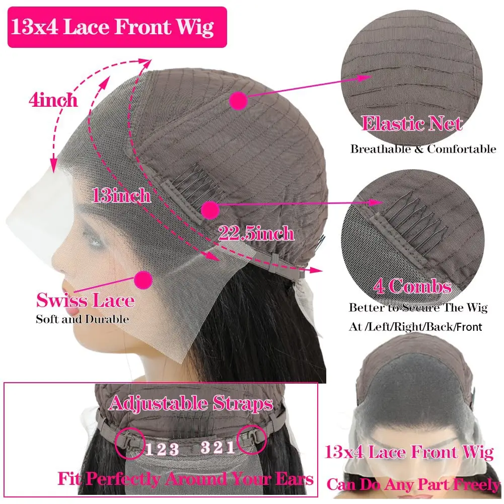 Luvin 13x4 HD Lace Frontal Human Hair Short Bob Wigs 200% Bone Straight Lace Front Wig Virgin Pre Plucked Baby Hair For Women