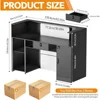 Modern Reception Desk with LED Lights, 63 Inches Front Counter Table with Lockable Drawer & Shelves, Checkout Counter 2
