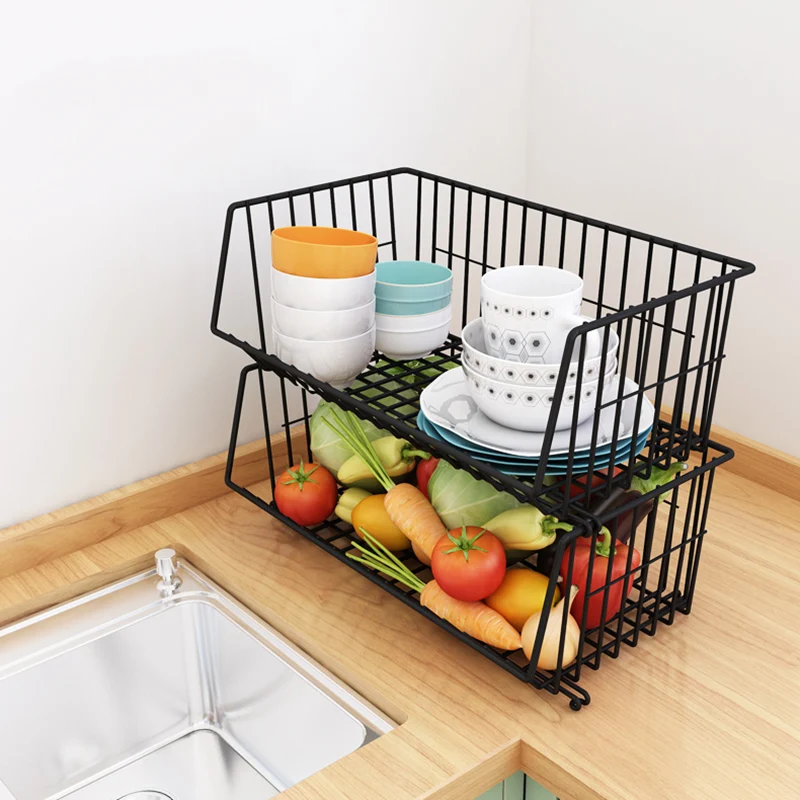 Kitchen Dish Storage Rack For Cupboard, Removable Basket With