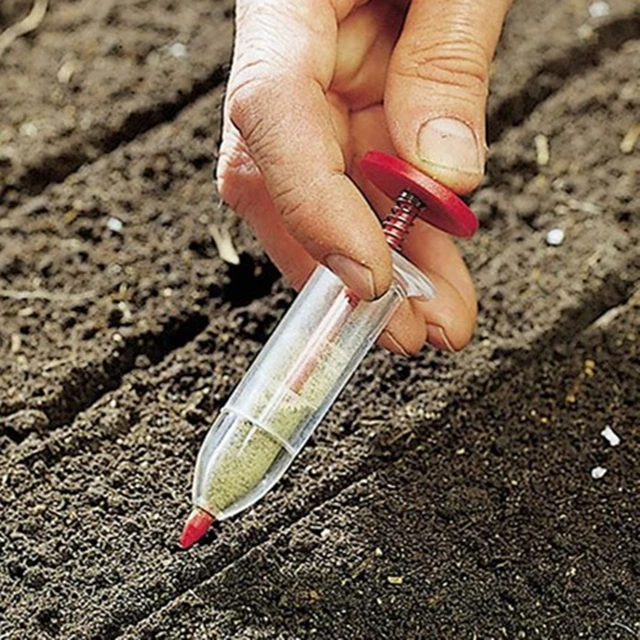 Fecskendő Vetőmag Mini -Adagoló Kerti Vetőgép Ültetvény Kézi Virág Edény Virágágy Kertész Szerszámkészletek - Image 2