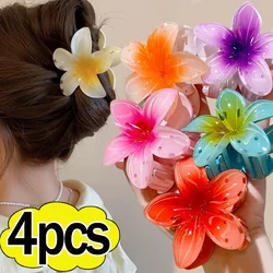1/6pcs Sweet Gradient Plumeria Flower Clip Korean Small Hair Clip Hairpin for Woman Hairclip Crab Hair Clamps Hair Accessories