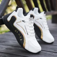 Men's Waterproof Leather Sport Casual Shoes Spring 2025 Trendy All-Match Anti-Slip Dad Style Slip-On round Toe Rubber Sole