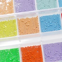 3D  Multi Color Mix Mini Steel Ball Flash Macaron Caviar Metal Beads For DIY Nail Art Decoration/Craft Accessories 12Colors/Box 2