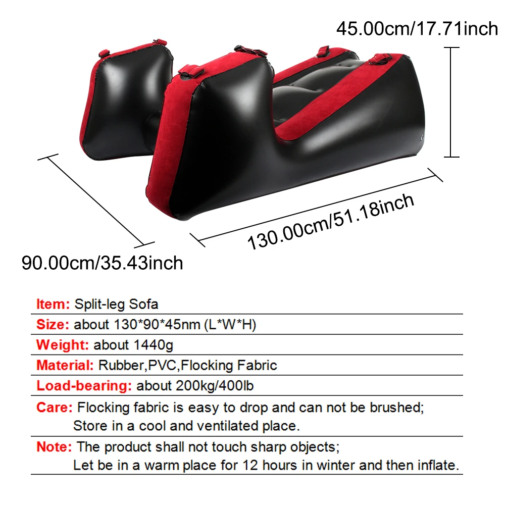 Flocking PVC Adult Games Sex Chair Bed With Straps Sex Furniture Aid Inflatable Split Leg Sofa Mat Tools For Couples Women