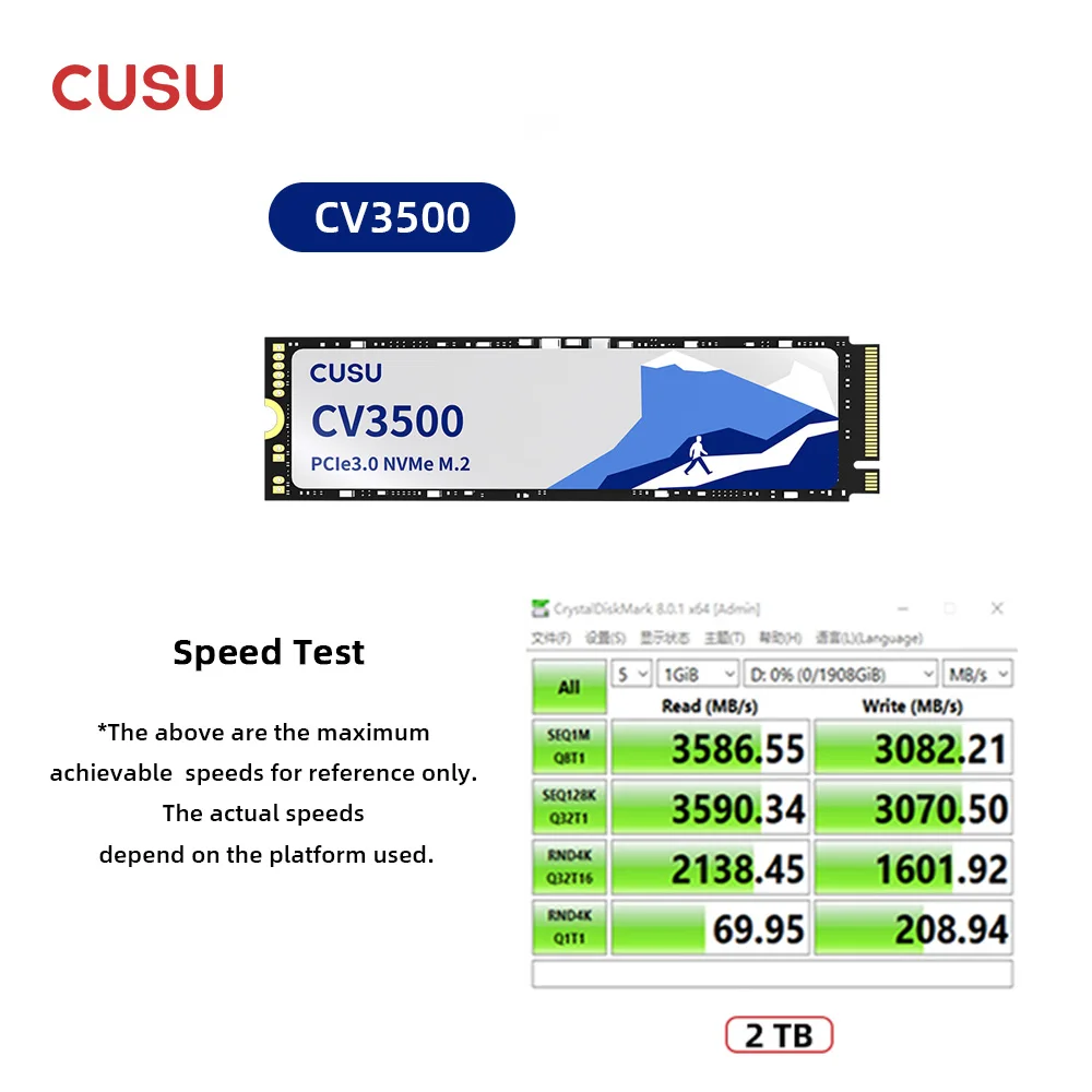 CUSU SSD NVMe M2 1TB 2TB M.2 SSD 512GB 256GB 2280 PCIe3.0 TLC Hard