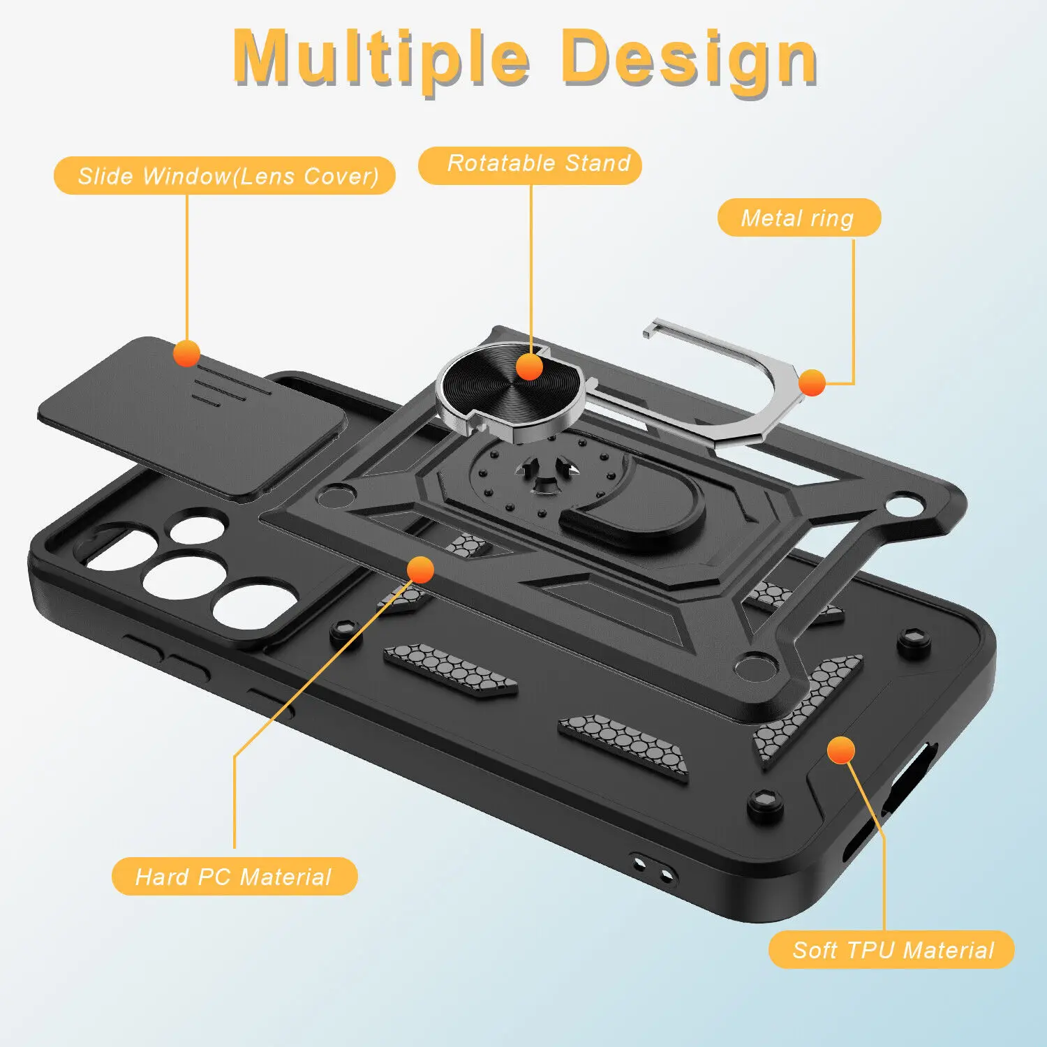 Heavy Duty Shockproof Military Armor Case with Ring Stand Holder