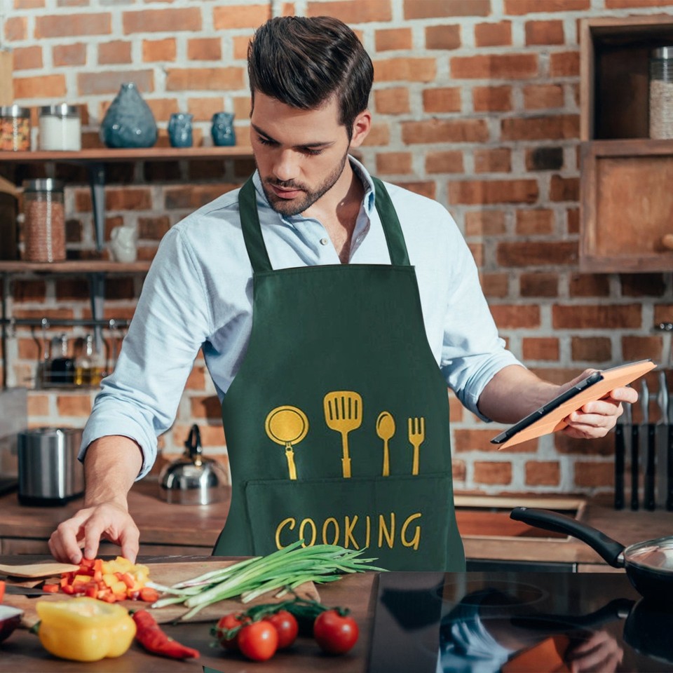 Fashion Cute Printed Apron Unisex Kitchen Cooking Apron Suitable For Cleaning Gardening Handmade Kitchen Cooking