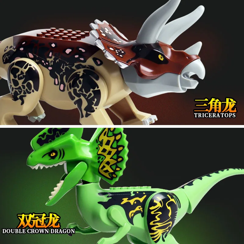

Jurassic Dinosaur Building Blocks Double-crowned Triceratops Educational Assembly Mosaic Building Block Toys