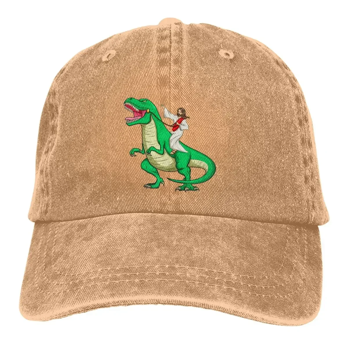 Riding Dinosaur Funny Parody Tyrannosaurus Rex TRex Baseball Caps Peaked Cap Jesus Sun Shade Hats for Men Women