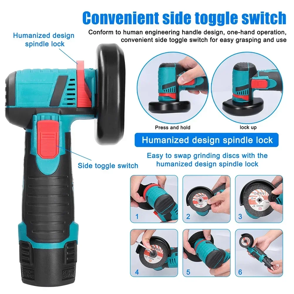 12V Brush/Brushless Angle Grinder 19500rpm Electric Polishing Grinding Machine Mini Cordless Cutting Diamond Cutting Grinder 4