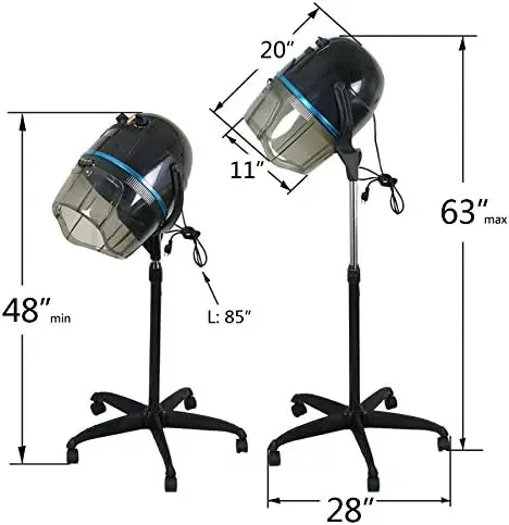 1300W Hooded Hair Dryer Professional Stand Up Bonnet Hair Dryer Salon Equipment with Rolling Base for Home Dryin
