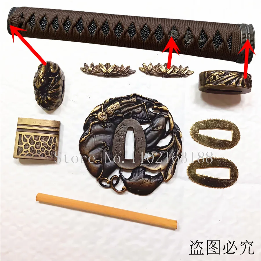 

Japanese Samurai Sword Katana/Wakizashi/Tanto Guard Accessory Set Kirsite Tsuba/Menuki/Fuchi/Kashira/Handle/Habaki/Seppa