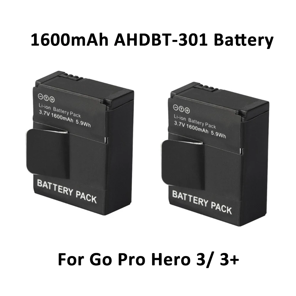 1600mAh AHDBT-301 Battery AHDBT 301 Bateria for GoPro Hero3 Go Pro hero 3 / 3+ Black Edition White Silver Edition HD Parts