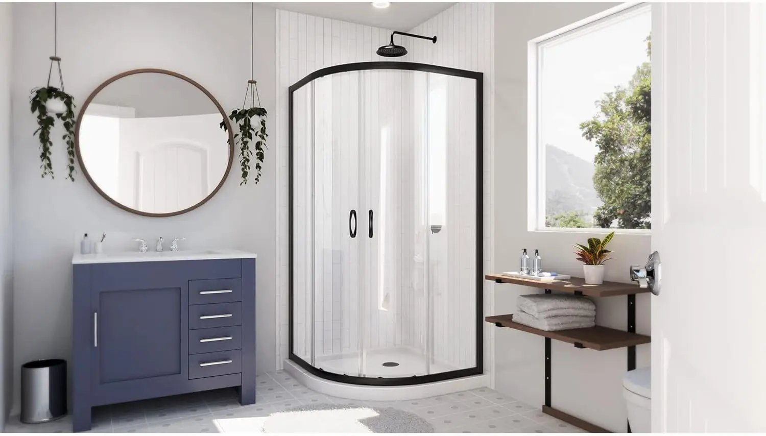 Semi Frameless Clear Glass Sliding Shower Enclosure in Brushed Nickel with White Base Kit Perfect for smaller spaces 5