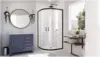 Semi Frameless Clear Glass Sliding Shower Enclosure in Brushed Nickel with White Base Kit Perfect for smaller spaces 5