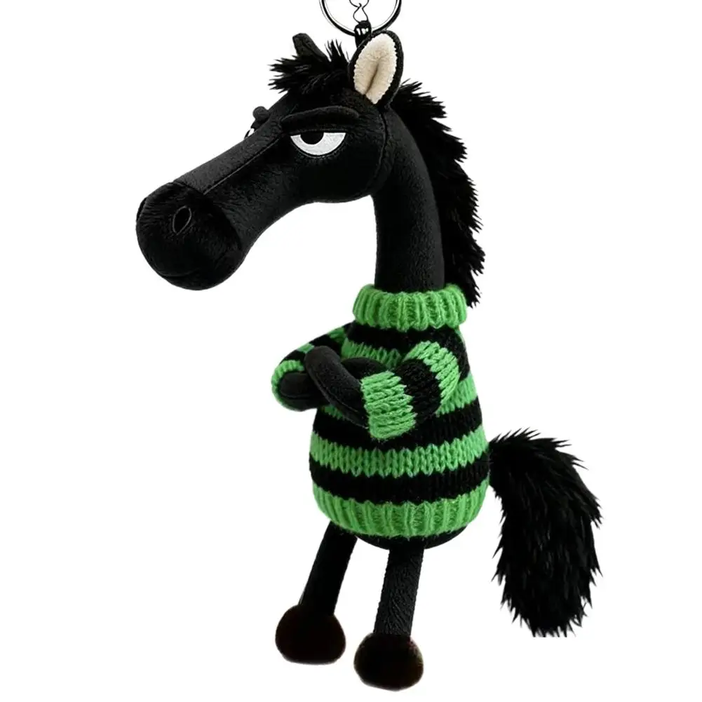 Plush Black Horse Keychain and Backpack Pendant: 2026 Year of the Horse Mascot