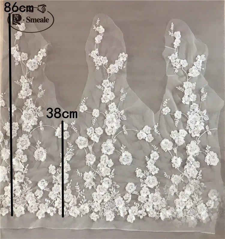 3D Beaded Applique Lace Fabric Wedding Dress Lace Accessories Width 86cm and 135cm RS1696