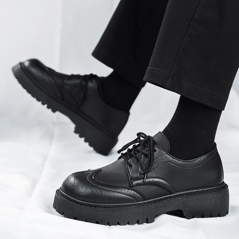 Classic Men Leather Shoes Oxford Platform Wedding Party Office Business Shoes Casual Formal STRONGSHEN