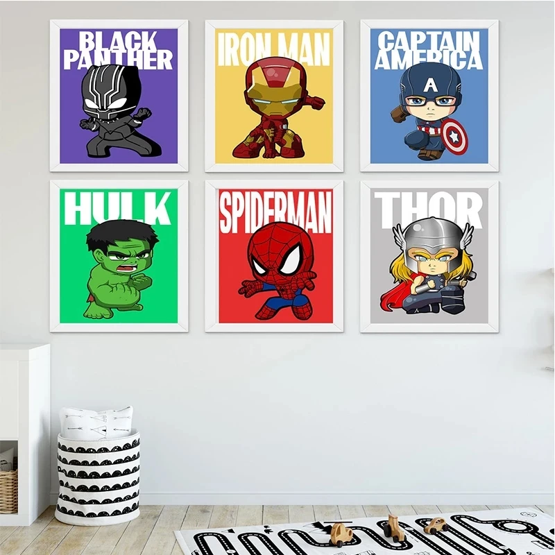 Marvel Home Decor Superhero Canvas Iron Man Hd Printed Spiderman Posters Painting Wall Art