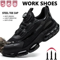 Rotating Button Safety Shoes Men Steel Toe Sneaker Air Cushion Work Shoes Man Puncture Proof Work Safety Boots Protective Shoes