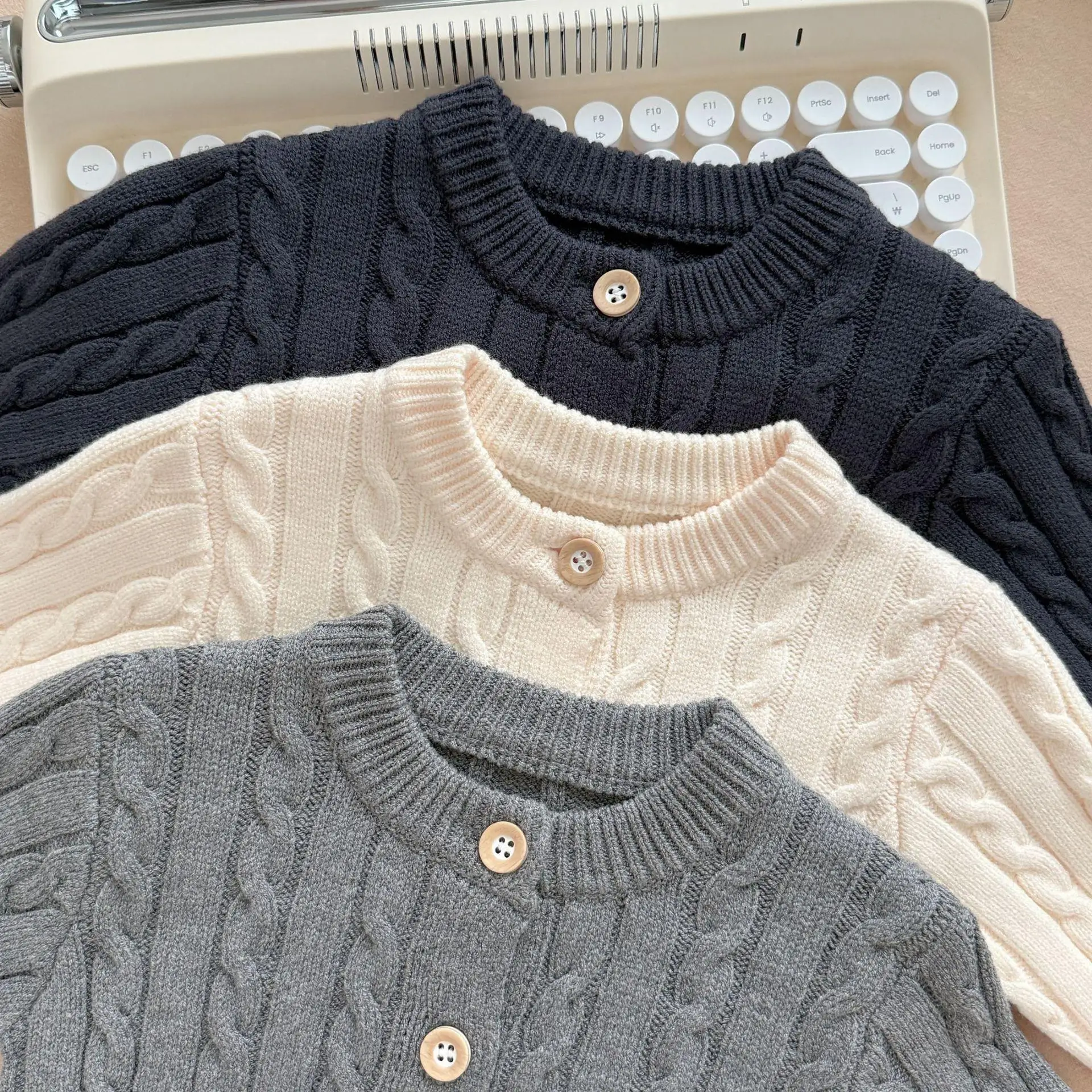 0-3세  스웨터 싱글 브레스트  남아 니트웨어 긴팔 여아 니트웨어 복