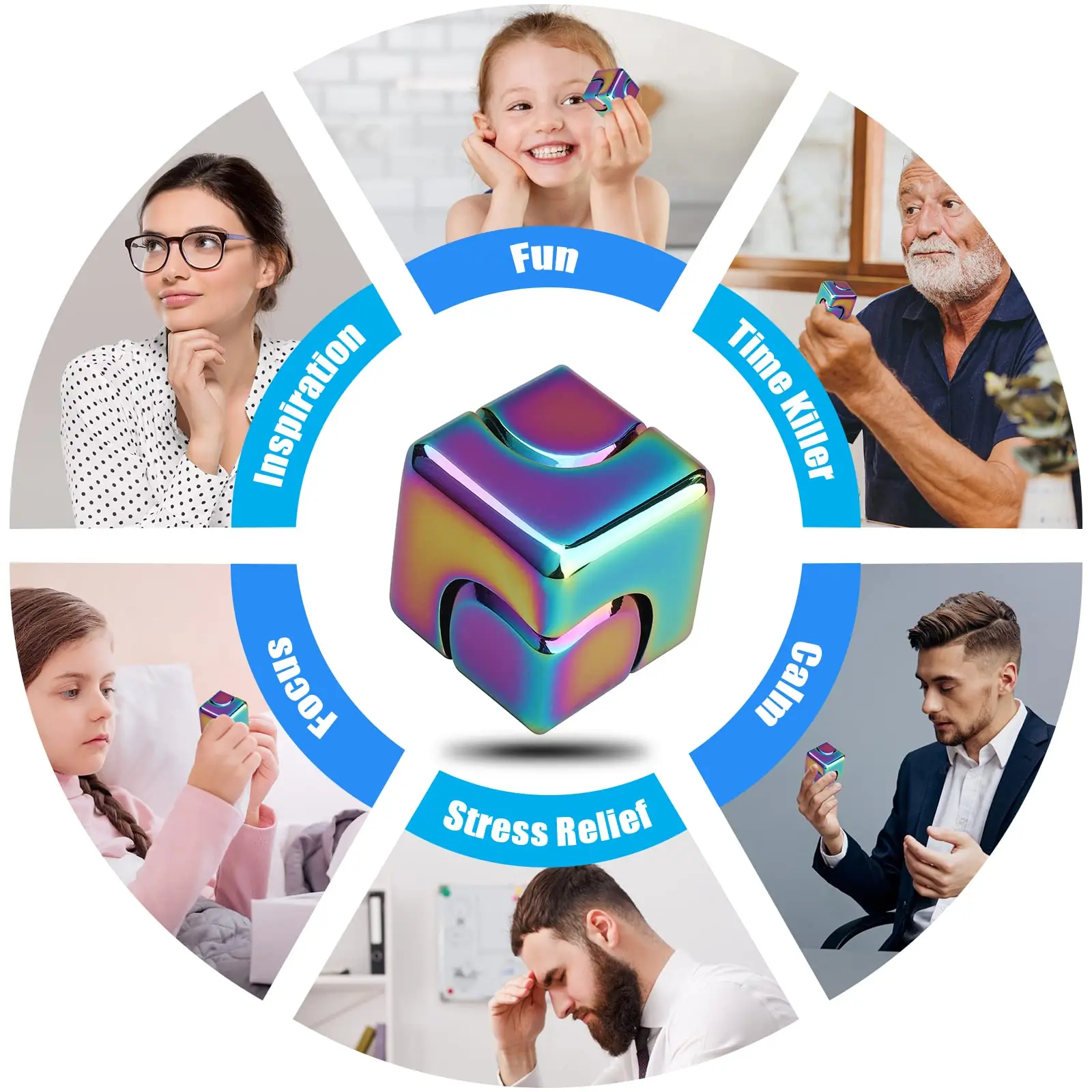 Fidget Spinner Toys Cube Adults,Metal Fidget EDC Desk Gadgets Anxiety Sensory Anti Stress Relief Toy For Adult Kids ADHD Autism