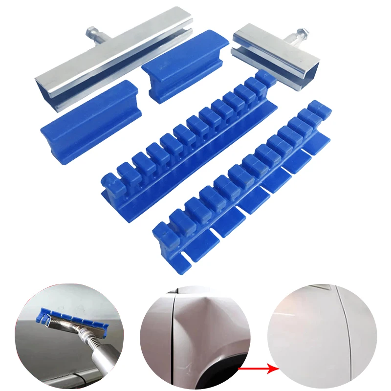 6PC Heavy Duty Curved Dent Puller Glue Tabs Paintless Car Dent Removal Kit Auto Body Repair Tool for Large Dents SUV Truck