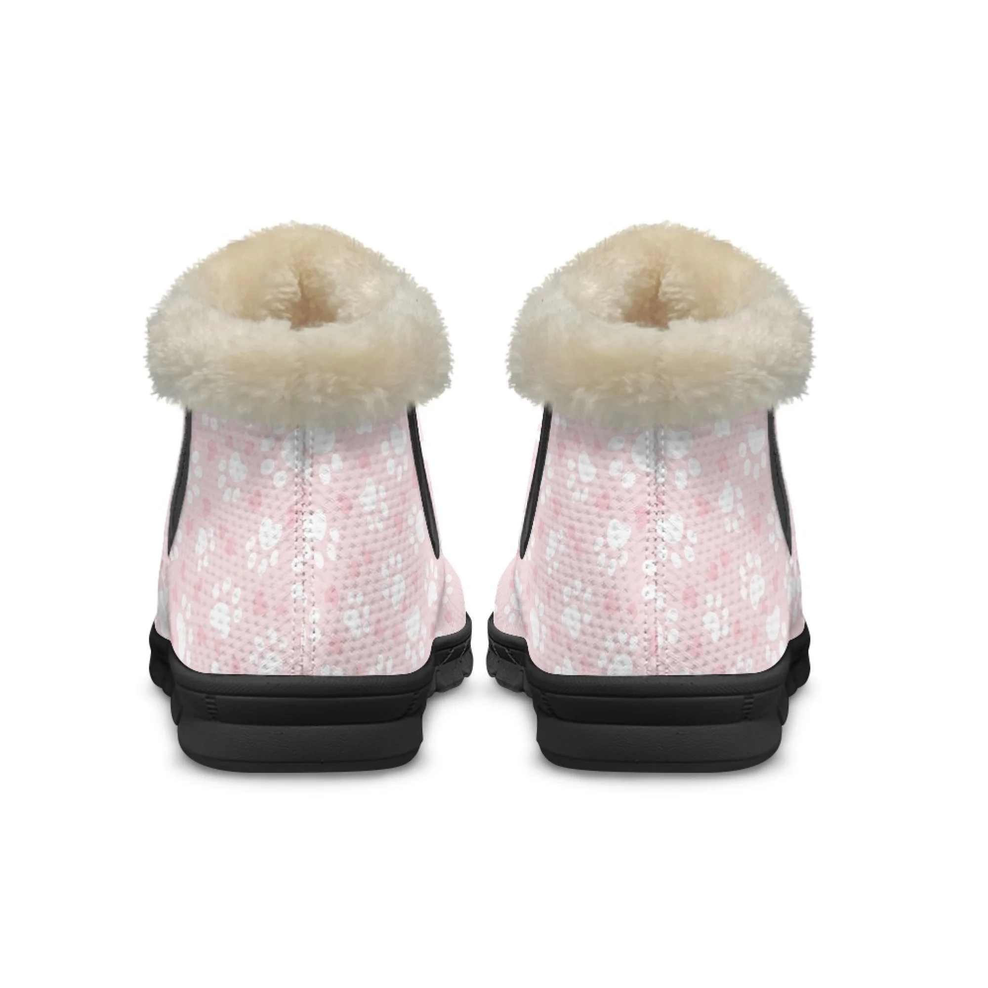 INSTANTARTS Cute Puppy Paw Prints Warm Snow Soft Boots Women Winter Pink Shoes Comfort Casual Non Slip Short Plush Girls Boots