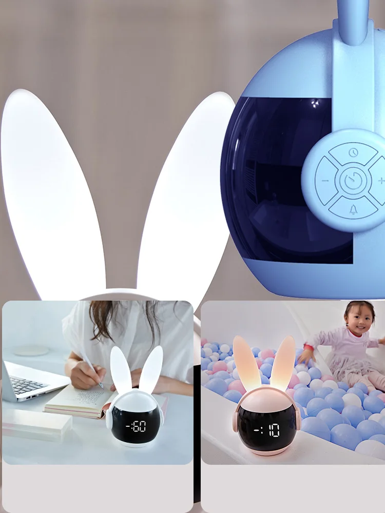 Kids Alarm Clock For Kids, Bunny Alarm Clocks For Girls Boys, Pink Kid Alarm Clock With Ringtones &Amp; Night Light Rechargeable Snoozing