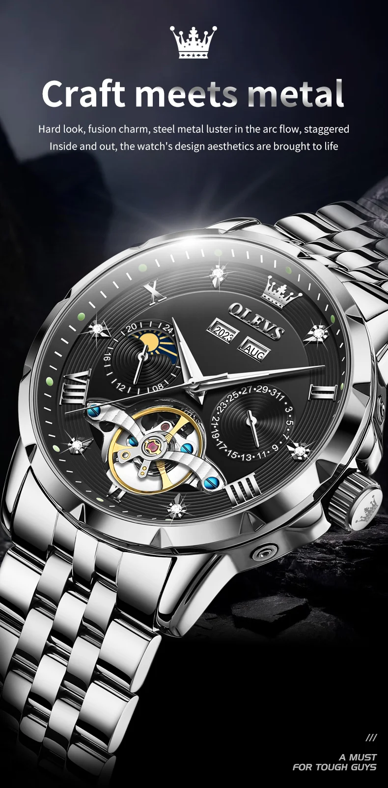 OLEVS 6691 Luxury Tourbillon Automatic Mechanical Watch description image 9