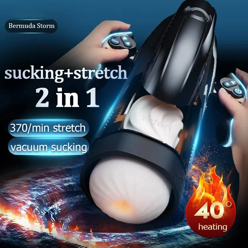 Male Masturbator Cup Bermuda Masturbator Powerful Vacuum Sucking Blowjob High-Speed Piston Telescopic Heating Male Masturbation Cup Sex Toys For Men