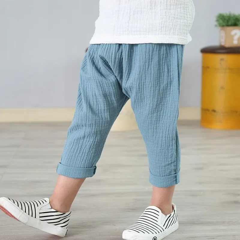 Kids' Summer Linen Pleated Harem Pants 3
