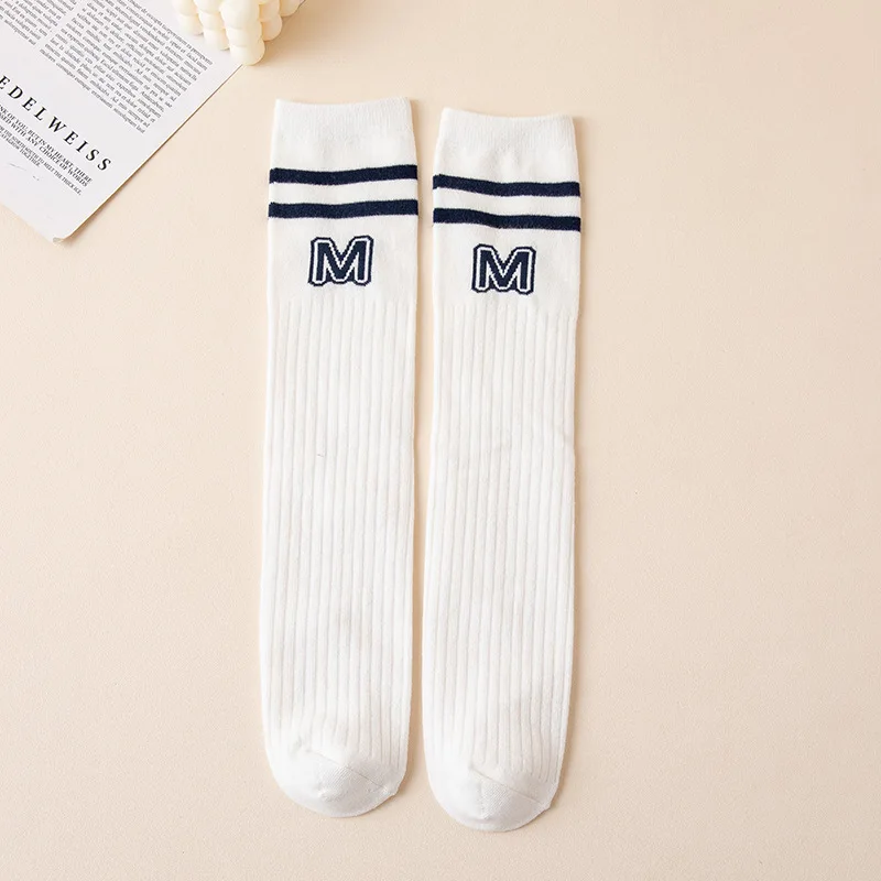 Kids Boys Girls School JK Sock Fashion Letter M Knee High Long Sock for Toddler Stocking Children Spring Autumn Cotton Soft Sock