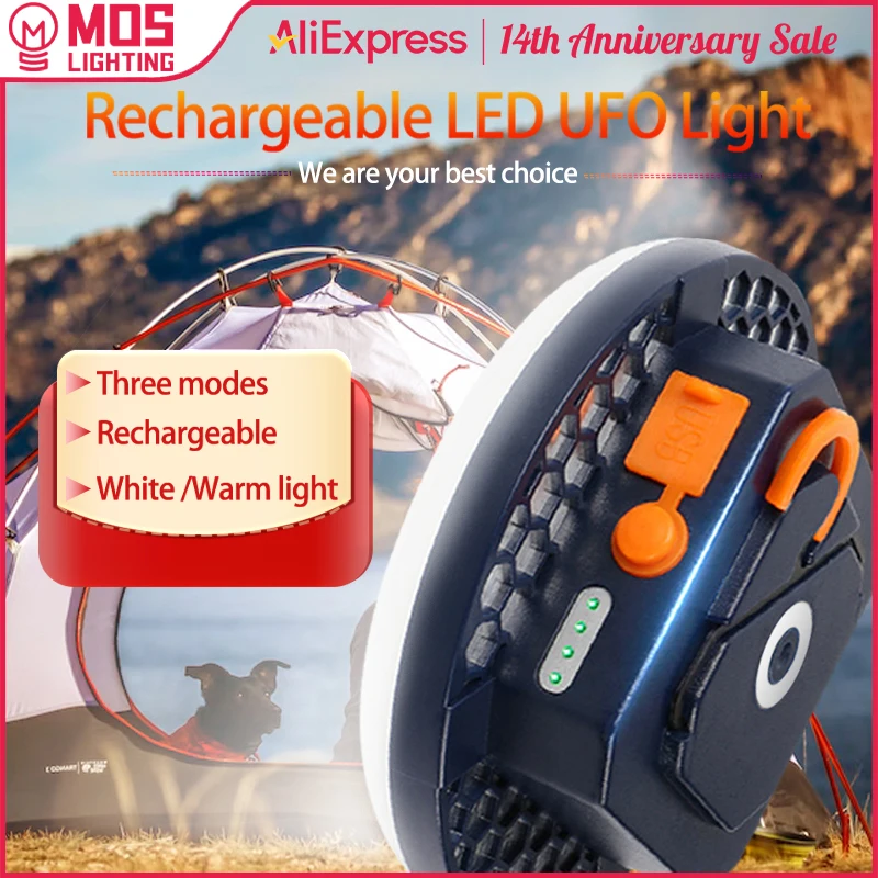 Rechargeable 30W LED Tent Lantern - Portable High-Power Outdoor Camping Light