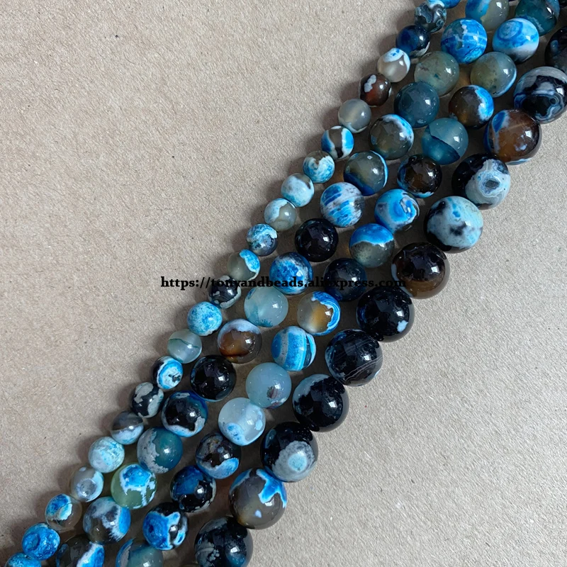 Perline rotonde di AGATA BLU da 14 mm - pietra naturale per la