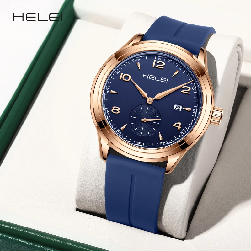 HELEI Men's Quartz Watch Trendy Design Dial Waterproof Quartz Movement Business Watch Waterproof Men's Watches